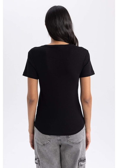 Defacto Slim Fit Kısa Kollu Tişört B0647ax23smbk81 Siyah