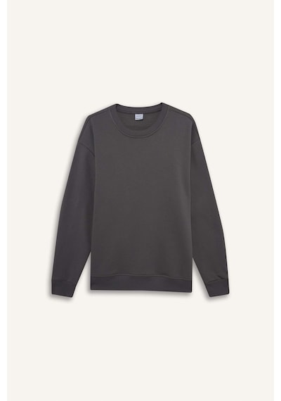 Defacto Relax Fit Bisiklet Yaka Kalın İçi Yumuşak Tüylü Basic Düz Sweatshirt T5139az25augr438 Gri