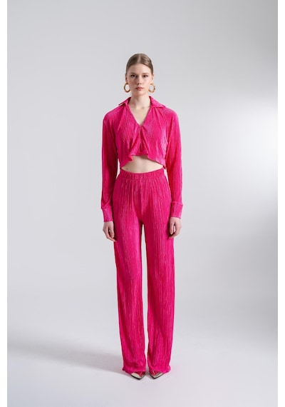 Holly Lolly Crop Model Düğme Kapamalı Comfy Crop Gömlek Pembe