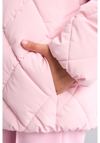 Defacto Su İtici Kapitone Baklava Desenli Yarım Balıkçı Yaka Mont Kız Çocuk H8019a826aupn440 Pembe-pn440