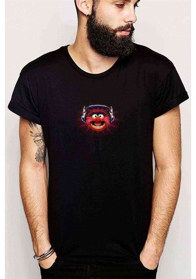 The Muppets Baskılı Siyah Erkek Tshirt