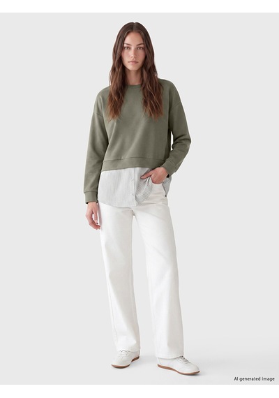 Lcw Modest Yeşil Soft Touch Kadın Sweatshirt Tunik