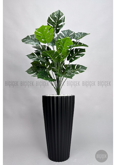 Yapay Monstera Deve Tabani Bi Tki Si 130 Cm Si Yah Li Lyum Saksıda Siyah
