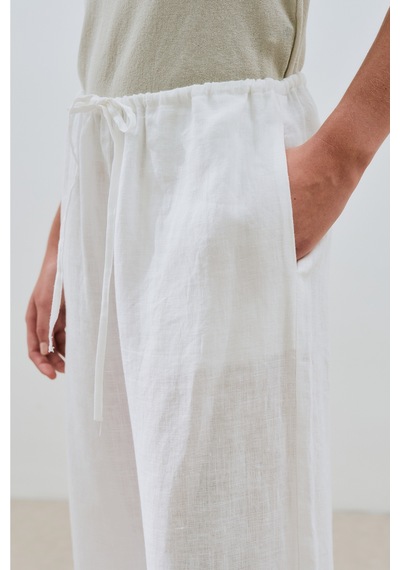 Manuka Keten Bağlamalı Pantolon Ekru Ss25pnt00030-02
