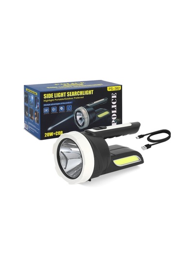 Ps-382 Şarjlı Spot Fener 20w Yan Aydınlatmalı 19 Cm
