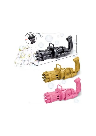3 Adet Pembe Gold Siyah Çoklu Köpük Atan Köpük Tabancası Bubbles Gun Pilli Baloncuk Tabancası 20x7cm