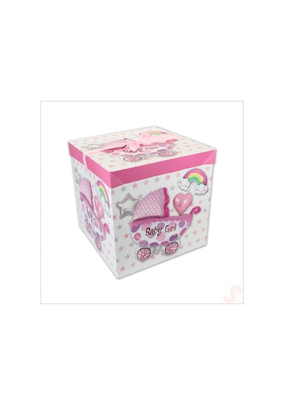 Kapaklı, Katlanır Demonte Karton Kutu, 30cm - Puset & Pembe
