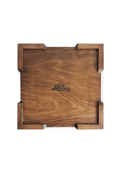 Flat Ayaklı Ahşap Satranç Tablası Küçük Ceviz 35x35cm
