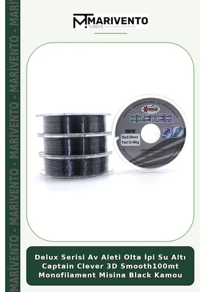 Delux Serisi Av Aleti Olta İpi Su Altı Captain Clever 3d Smooth100mt Monofilament Misina Black Kamou 0.37 Mm