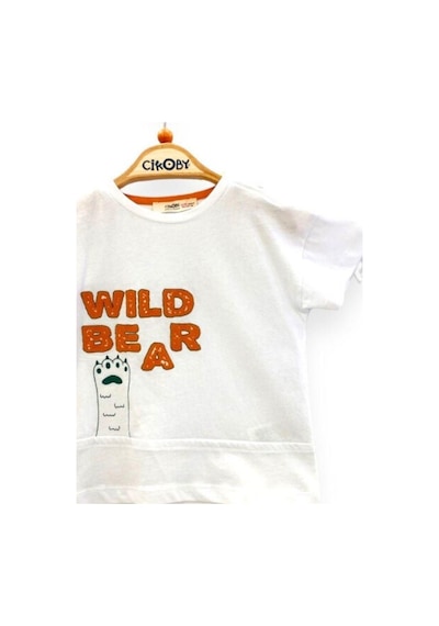 Çikoby Erkek Bebek Pamuklu Kısa Kollu Tshirt-13806-beyaz Beyaz