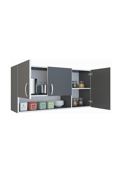 Kenzlife hazır mutfak mirena22 gri 060*120*22 mutfak banyo dolabı kapaklı raflı