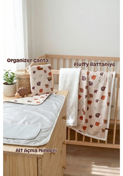 Yenidoğan 3 Prç Anne Bebek Hediyesi Hastane Çıkışı Battaniye Alt Açma Çantası Organizer Set Urcin