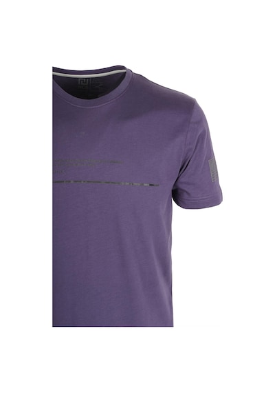 Erkek Mor Bisiklet Yaka Slim Fit Baskılı %100 Pamuk T-shirt 1943-Mor