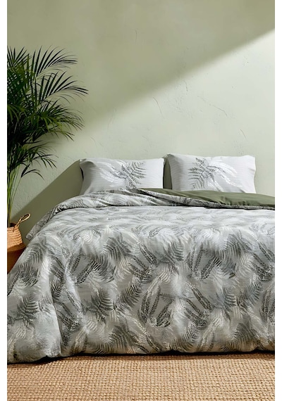 Dual Frond Çift Kişilik %100 Pamuklu Nevresim Takımı - 4 Parça Haki
