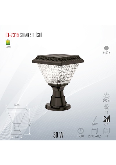 Cata Ct-7315 Solar Setüstü Lamba