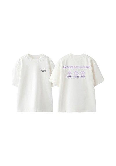 Thewert Bad Omens Mor Logo Tasarım Sırt Baskılı Pamuk Beyaz Oversize T-shirt