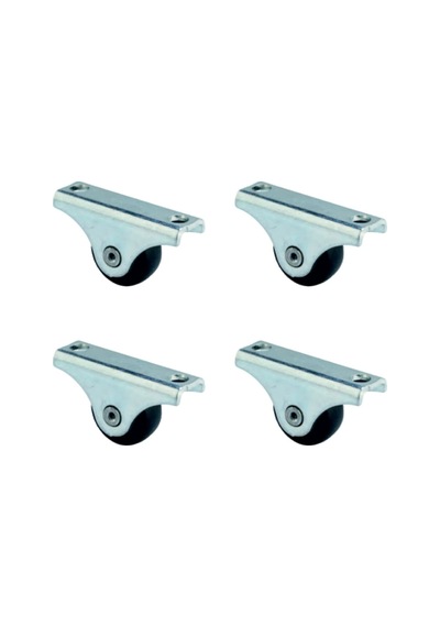 Furç Sabit Teker - 20mm - Siyah Hks226 - 4 Adet Çok Renkli