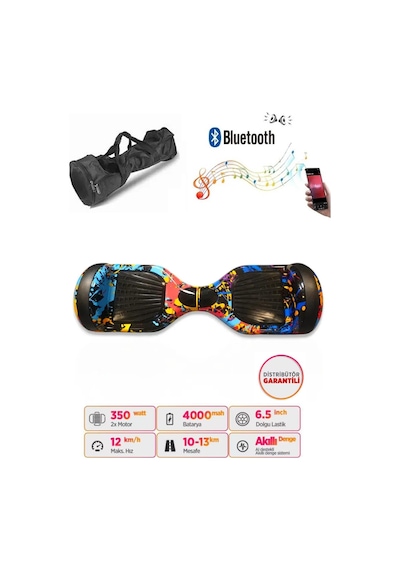 Citymate Elektrikli Kaykay Hoverboard Akıllı Denge 6.5 Inch + Hoverkart + Çanta Extrem Paket D26