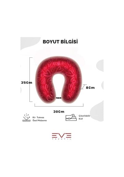 Ortopedik Seyahat Yastığı Visco Boyun Destekli Seyahat Yastığı Hipoalerjik Love Desenli