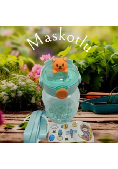 Maskotlu,çıkartma Hediyeli, Boyun Askılıklı, Ithal Lüx Matara/suluk 1100 Ml Yeşil
