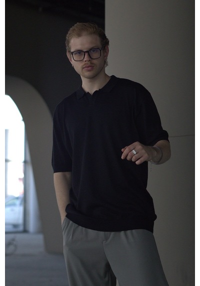 Erkek Oversize Polo Yaka Triko T-shirt 001