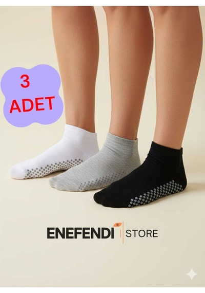 Nf Nd Enefendi 3 Çift Kaydırmaz Unisex Yoga, Pilates, Tavaf Çorabı Spor Patik Çorap Beyaz Gri Siyah 36-40 Çok Renkli