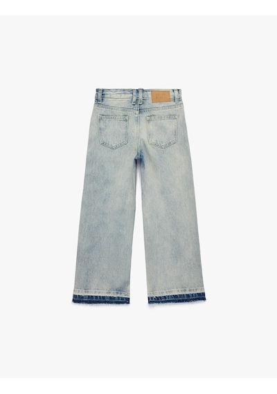 Koton Geniş Paça Pamuklu Loose Fit Denim Pantolon Lıght Indıgo 6skg40034ad Açık Mavi