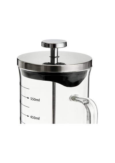 Tohanaa Çelik Kapaklı French Press - Gri / Şeffaf - 600 Ml Çok Renkli