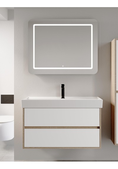 Denko Forever 100 Cm Beyaz Banyo Dolabı Takımı Antrasit Denko Forever 100 Cm Beyaz Banyo Dolabı Takımı Antrasit