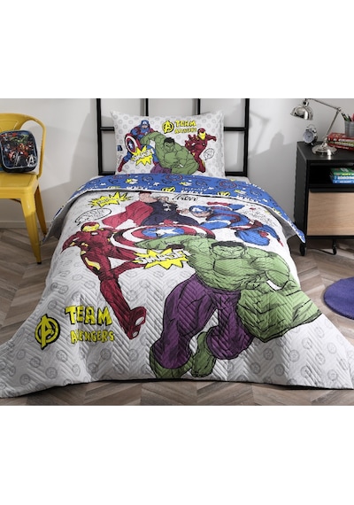 Özdilek  Avengers Team Tek Kişilik Disney Lisanslı Lastikli Fitted Çarşaf Kapitone Çocuk Nevresim Tak