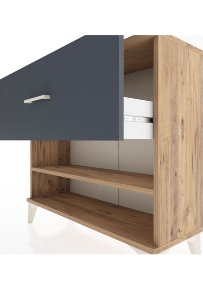Arges Şifonyer Tek Raflı Tek Çekmeceli 88x30x80 Çam-antrasit Atlas Çam