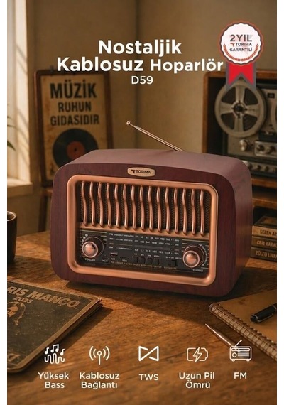 Özel Seri Bluetooth Hoparlör D59 Kahverengi Eski Tarz Ahşap Ev