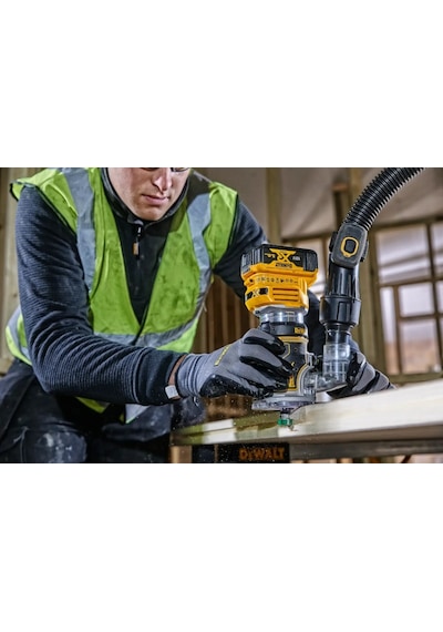Dewalt DCW604N 18V XR Kömürsüz 8 MM Çift Tabanlı Freze Aküsüz