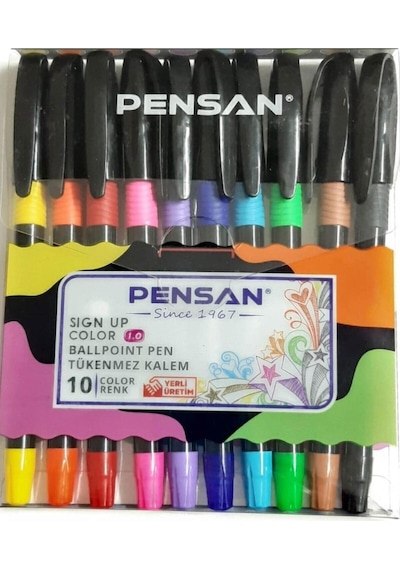 Pensan Tükenmez Kalem Sıgn Up 1 MM 10 Adet Çok Renkli