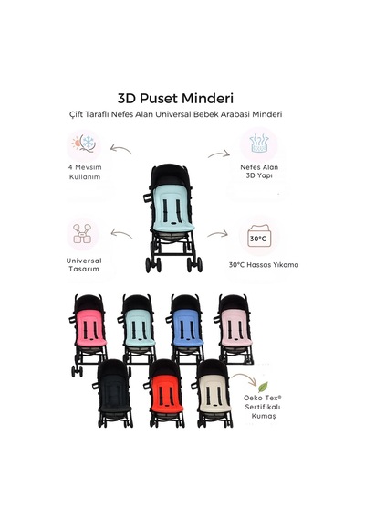 3d Mesh Puset Ve Bebek Arabası Minderi 4 Mevsim Çift Taraflı Terletmez Universal Bebek Oto Koltuğu Minderi Kırmızı