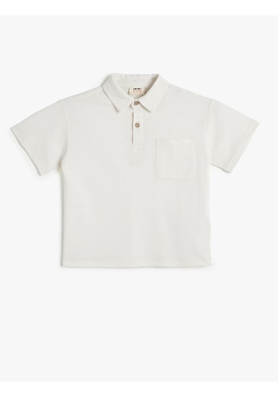 Koton Basic Polo Yaka Tişört Kısa Kollu Tek Cepli Ekru 4skb10689tk Ekru