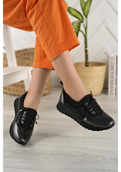 Nesil Shoes Acr 15 Platin Taşlı Strech Kadın Ayakkabı-platin Çatlak Platin