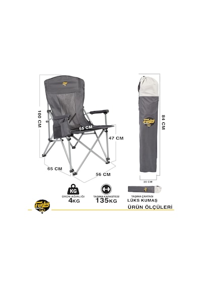 Funky Chaırs Big Small Kamp Sandalyesi - Gri Gri