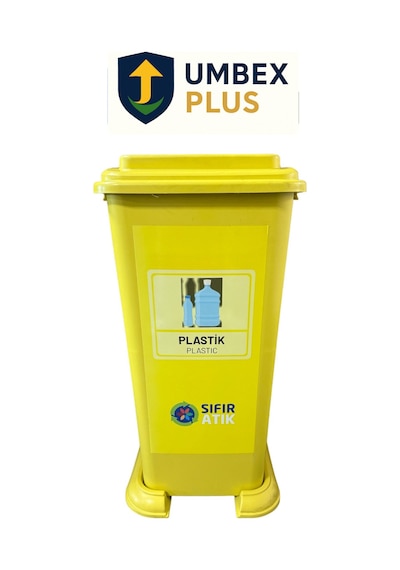Umbex 70 Litre Plastik Lüx Geri Dönüşüm Kutusu Geri Dönüşüm Kovası / Sıfır Atık Kutusu A Kalite Sarı