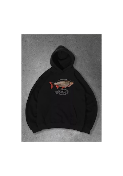 Tarzsokak Unisex Pixel Fish Sweatshirt Siyah