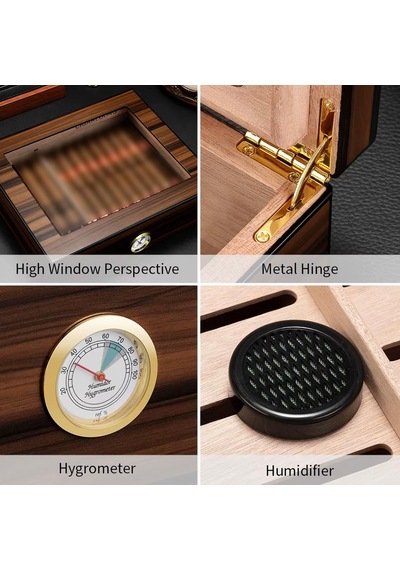 Cigarloong Camlı Puro Kutusu Humidor Ceviz 70's