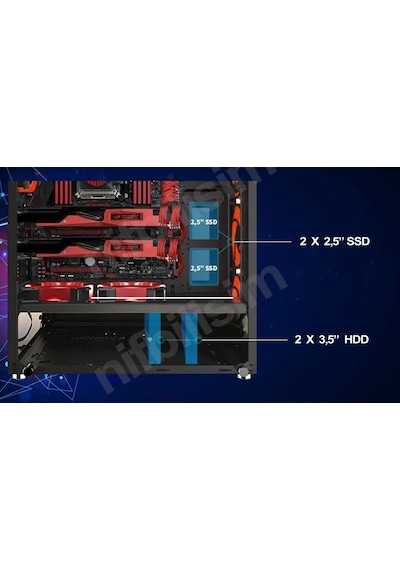 Nif Bilişim 4 Adet Rgb Işıklı Fanlı Oyuncu Gamer Bilgisayar Kasası Temper Camlı Psu Hariç