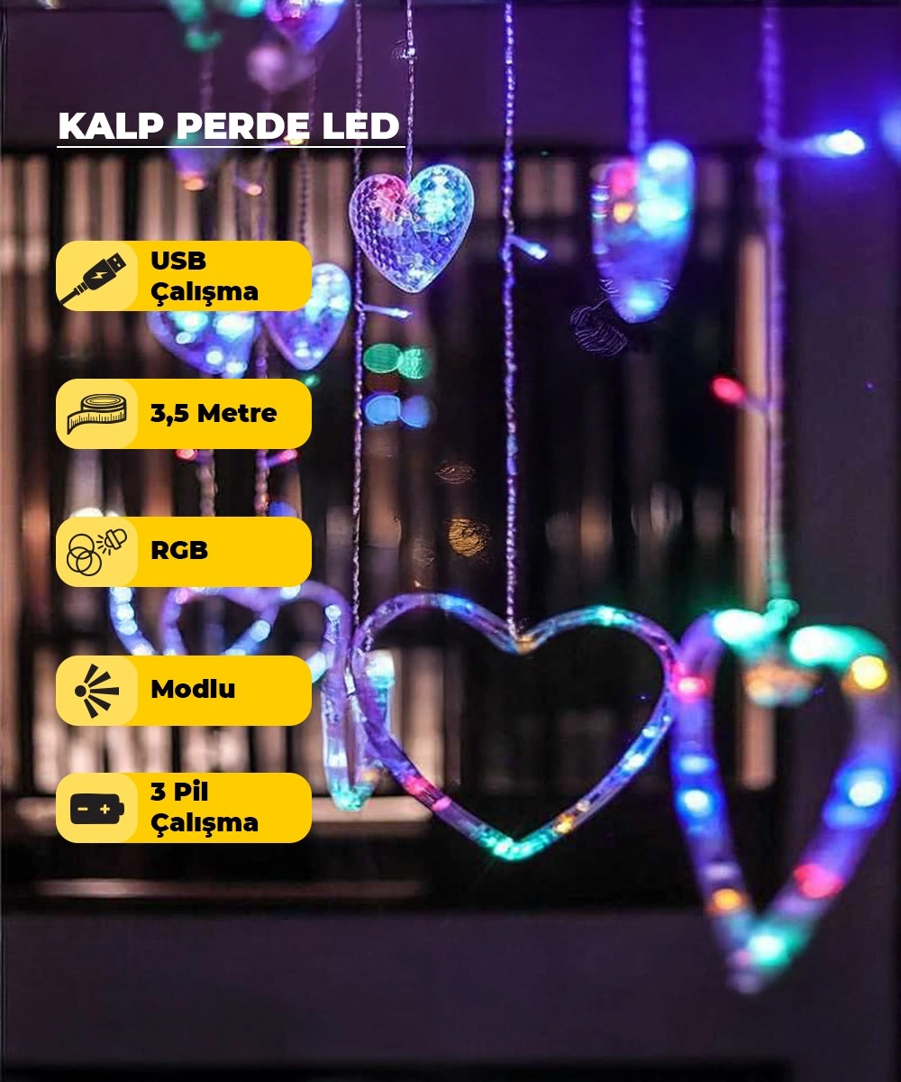 Kalpli Dekoratif Rgb Çok Renkli Led Usb & Pilli - 3,5 Metre - Animasyonlu 3 Metre Rgb Set
