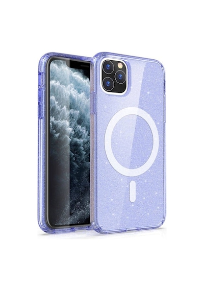 Apple Uyumlu iPhone 11 Kılıf M-safe Şarj Özellikli Parlayan Simli Saydam Renkli Zore Allstar Kapak Mor