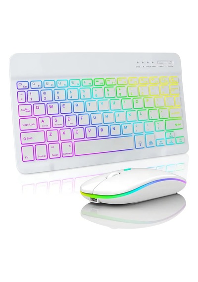 Bluetooth Klavye Mouse Seti Rgb Aydınlatmalı Kablosuz Şarjlı Klavye Mouse Seti - Türkçe Q Optik