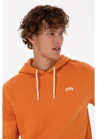 U.S. Polo Assn. Erkek Oversize Fit Kapüşonlu Şardonlu Bakır Basic Sweatshirt 50313782-VR182