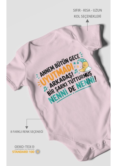 Morivokids Anneye Özel Kısa Kollu Bebek Body %100 Pamuk Zbn194-kk Bebe Pembe