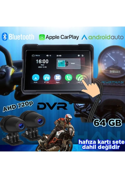 5 İnç Dokunmatik Moto Dvr Carplay Ve Android Auto Türkçe Menü
