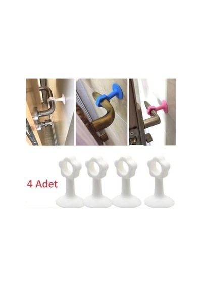 Busstier Vantuzlu Geçmeli Kapı Kolu Stoper, 4'lü Set, Darbe Önleyici Ve Kolay Montaj, Dayanıklı Ve Pratik Tasarım