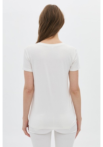 Daido Kadın Basic V Yaka T-shirt 5980 Ekru Ekru